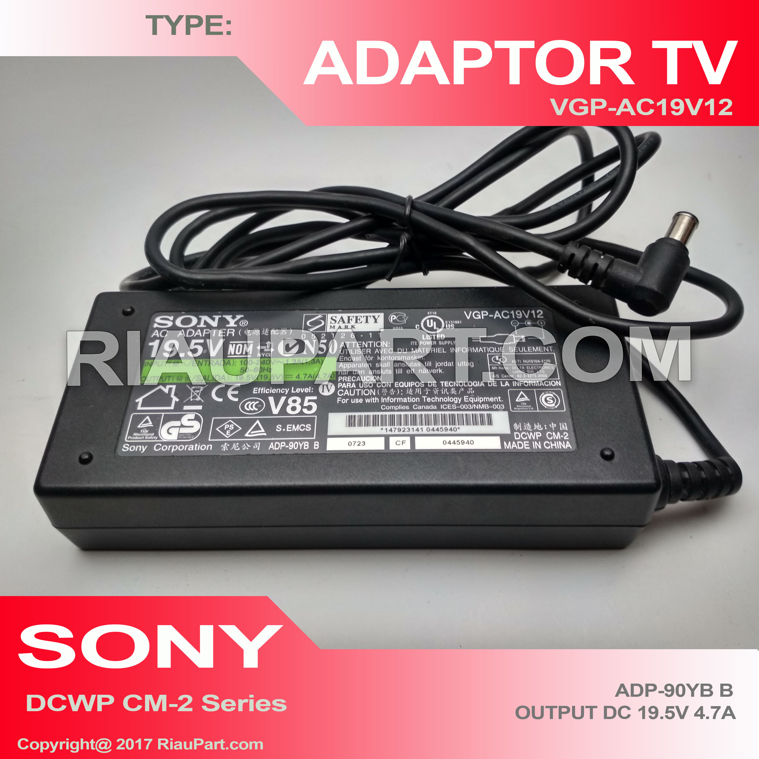 ORIGINAL ADAPTOR TV SONY BRAVIA 19.5V 4.7A FOR 19-50 INCHI