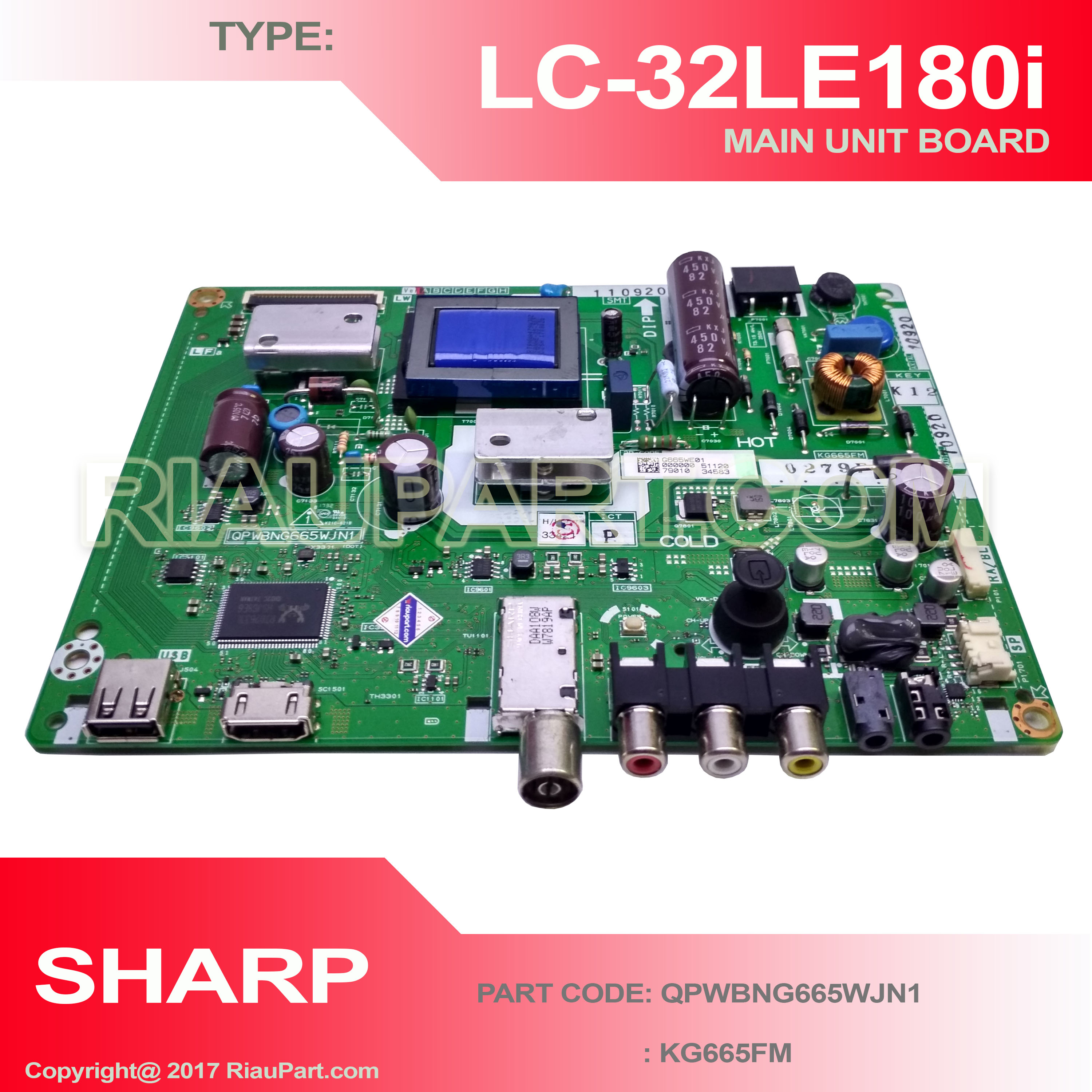 MESIN TV MAINBOARD SHARP LC-32LE180i LC-32LE180 32LE180 QPWBNG665WJN1